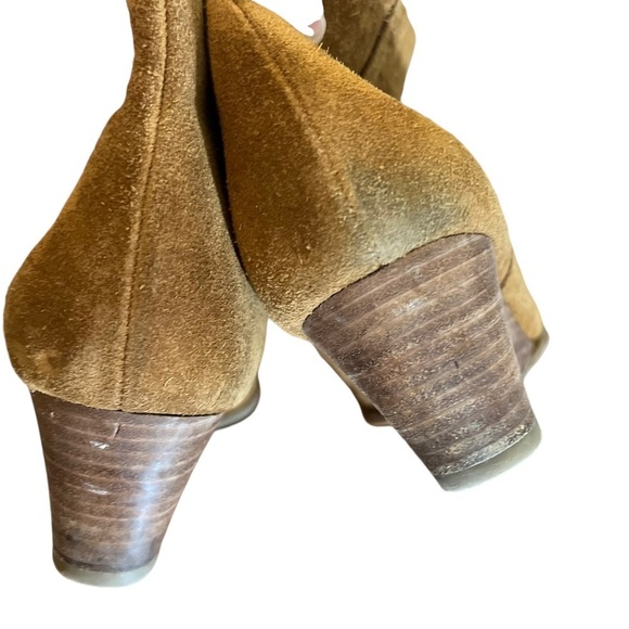 Franco Sarto Wedge Booties Womens 9.5 Chestnut Brown Suede Leather Fall Shoe - Picture 4 of 9